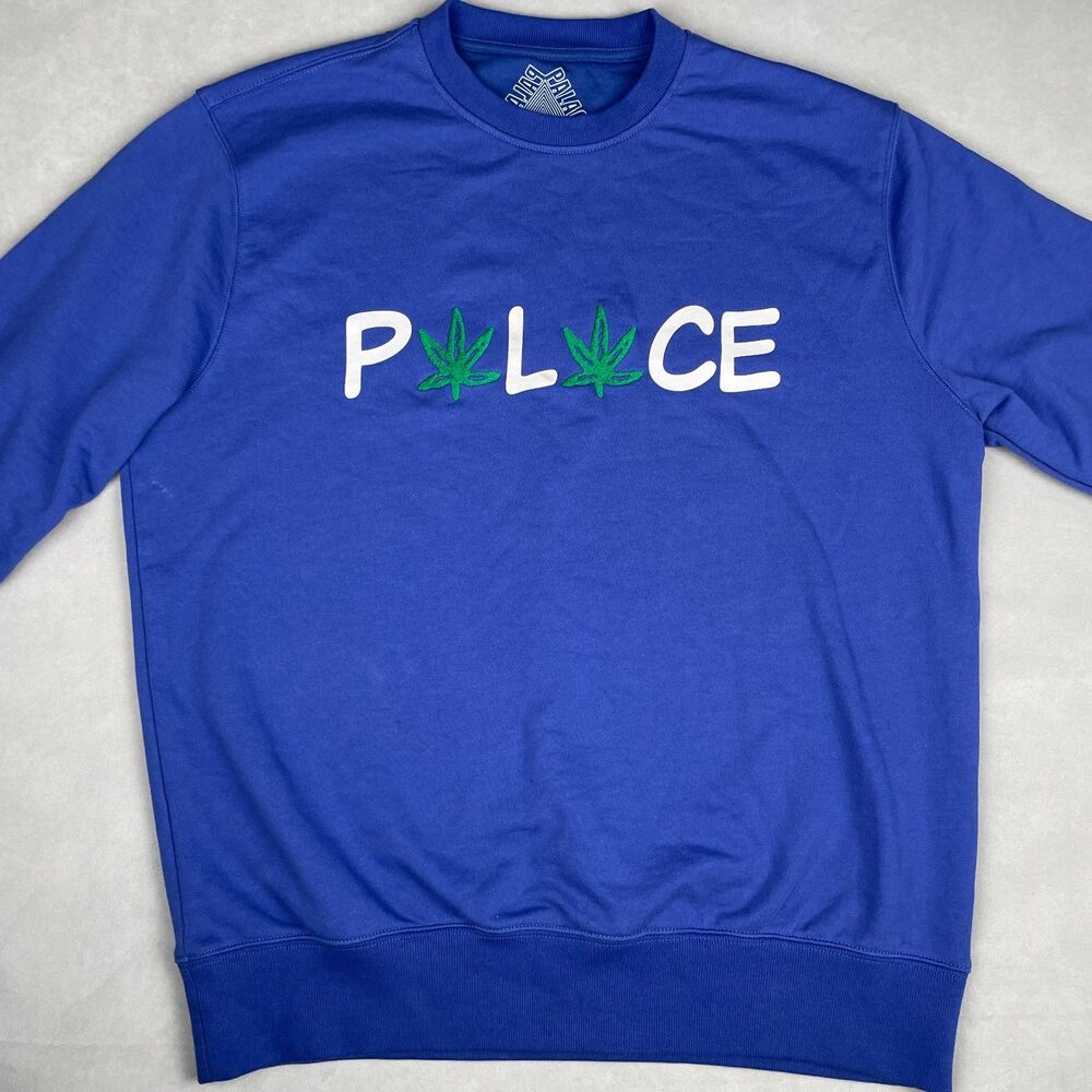 Palace Green Leaf Logo Embroidered Sweatshirt Mens Large Blue Skate Streetwear‎
